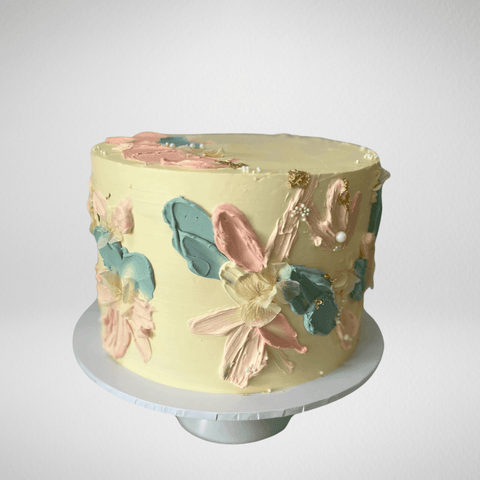 Gender Reveal Floral cake - La Fine Cakes